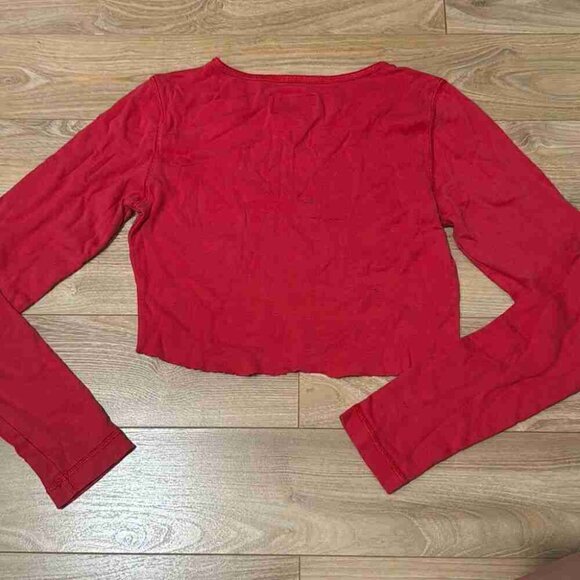 Armaniexchange red long sleeve cropped top size small 100%cotton - Picture 3 of 3